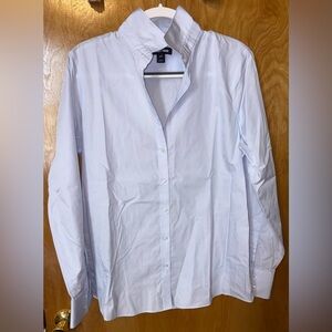 Lands’ End light chambray blue No Iron Supima button down shirt Size 14T Tall